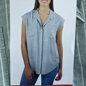 Jachs Girlfriend Women's M Blouse Green Rayon h0059